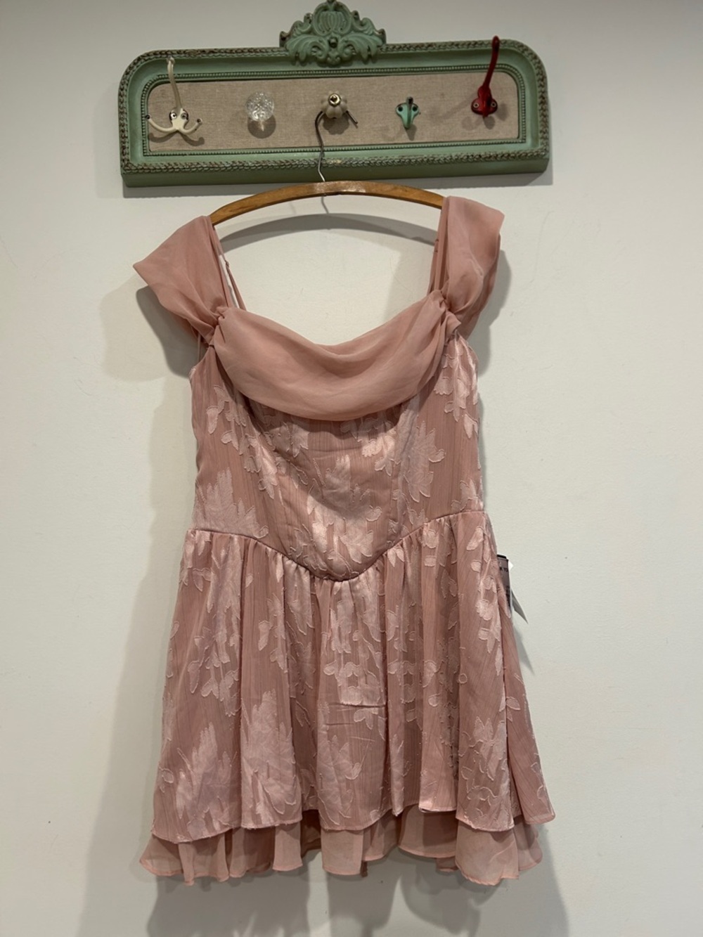 B Darlin blush Pink Floral jacquard Bridgerton Mini Dress 11/12 new women’s